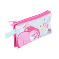 Pryma Astuccio 1 Zip Bustina Kawaii 22.5x12.5cm – Portapenne Piatto per Scuola, Gattino Turchese