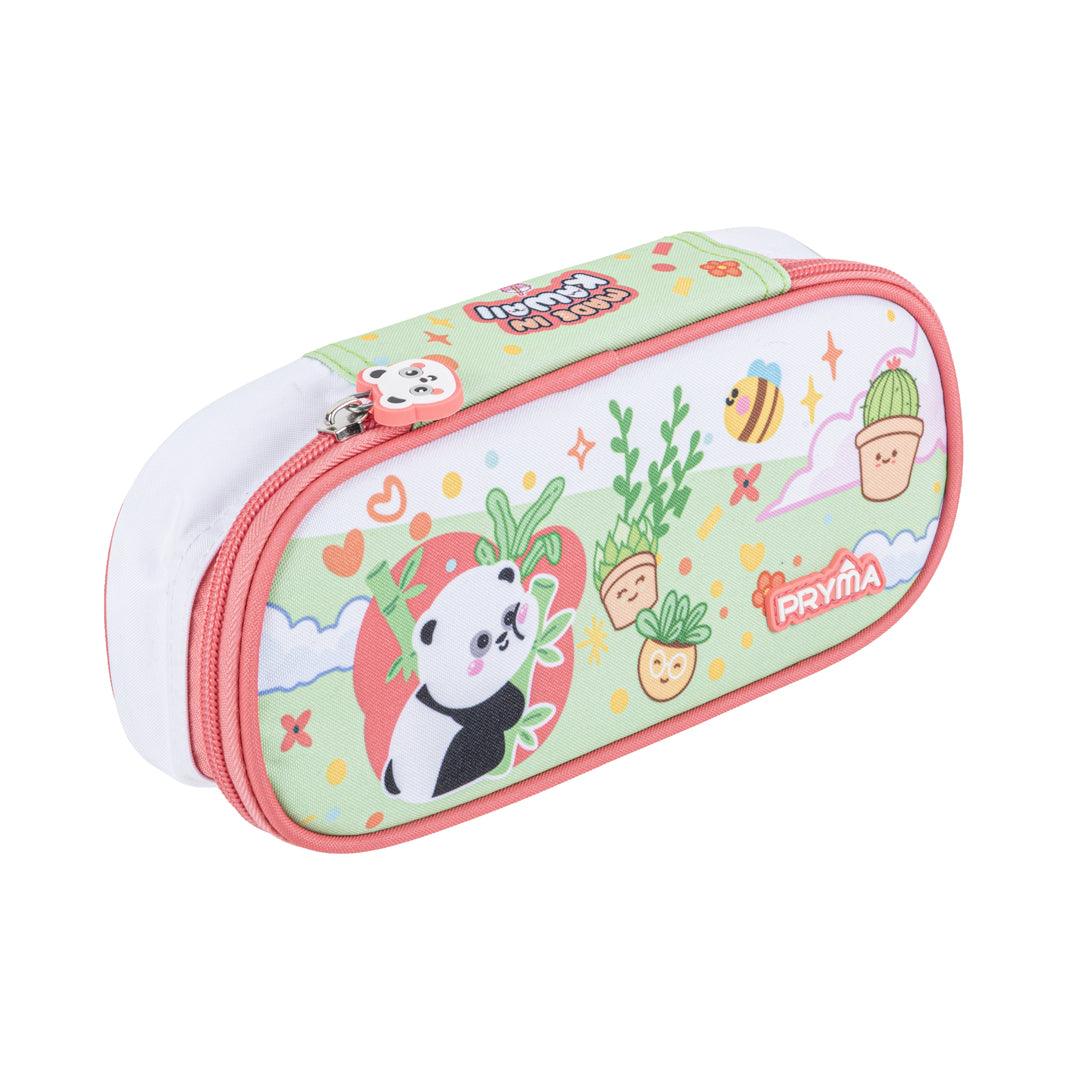 Pryma Astuccio Ovale Organizzatore Kawaii 22.5x11x5.5cm – Portapenne Scuola, Panda Verde