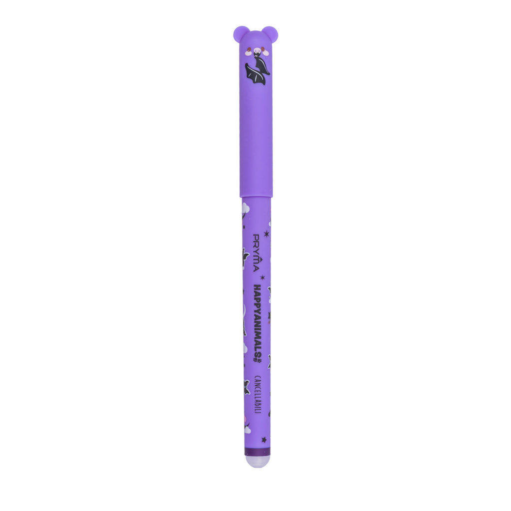 Pryma Penna Gel Cancellabile Happy Animals 0.7mm – Inchiostro Viola Pipistrello per Scuola