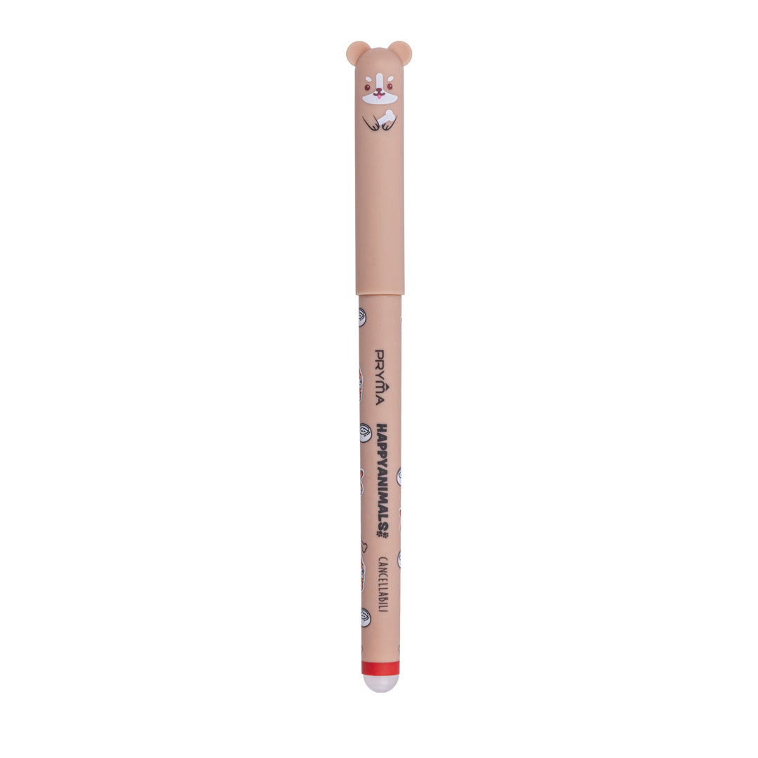 Pryma Penna Gel Cancellabile Happy Animals 0.7mm – Inchiostro Rosso Cagnolino per Scuola