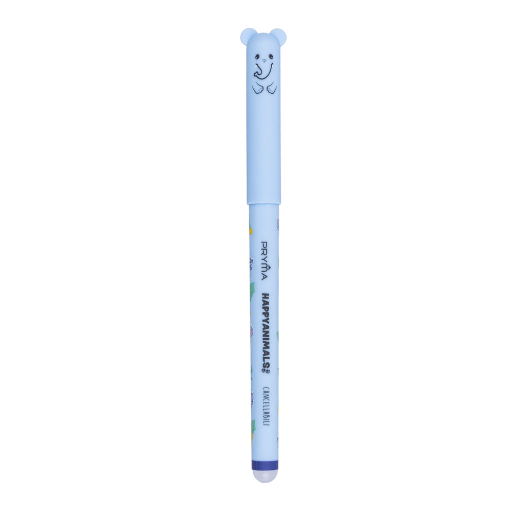 Pryma Penna Gel Cancellabile Happy Animals 0.7mm – Inchiostro Blu Elefantino per Scuola