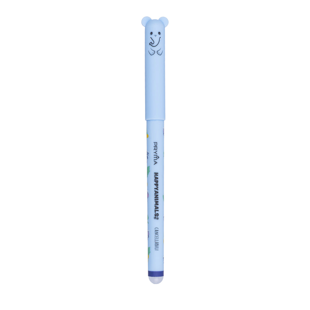 Pryma Penna Gel Cancellabile Happy Animals 0.7mm – Inchiostro Blu Elefantino per Scuola