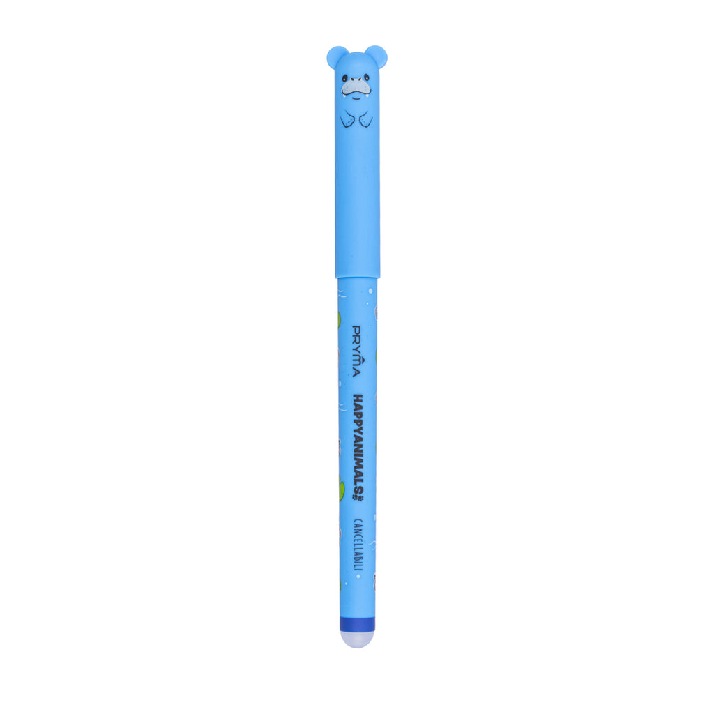Penna Gel Cancellabile Happy Animals 0.7mm – Blu Ippopotamo - Pryma