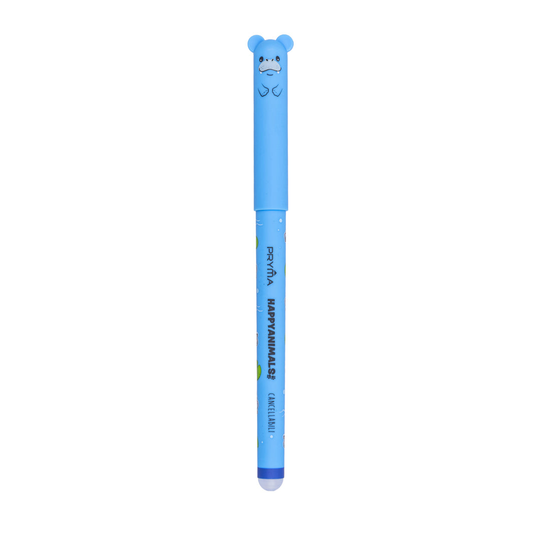 Penna Gel Cancellabile Happy Animals 0.7mm – Blu Ippopotamo - Pryma
