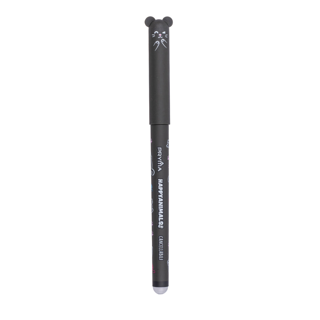 Pryma Penna Gel Cancellabile Happy Animals 0.7mm – Inchiostro Nero Gattino per Scuola