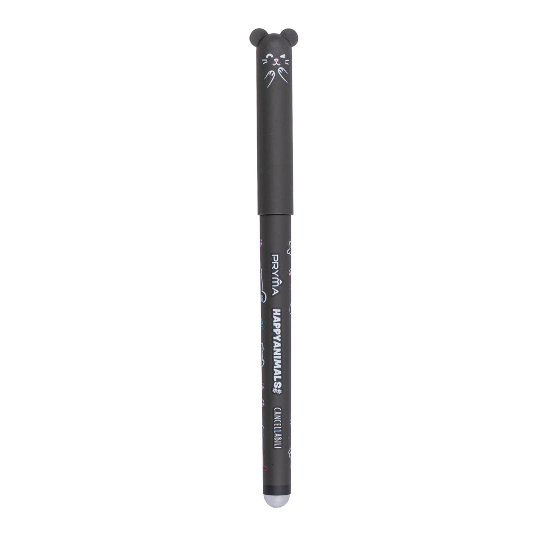 Pryma Penna Gel Cancellabile Happy Animals 0.7mm – Inchiostro Nero Gattino per Scuola