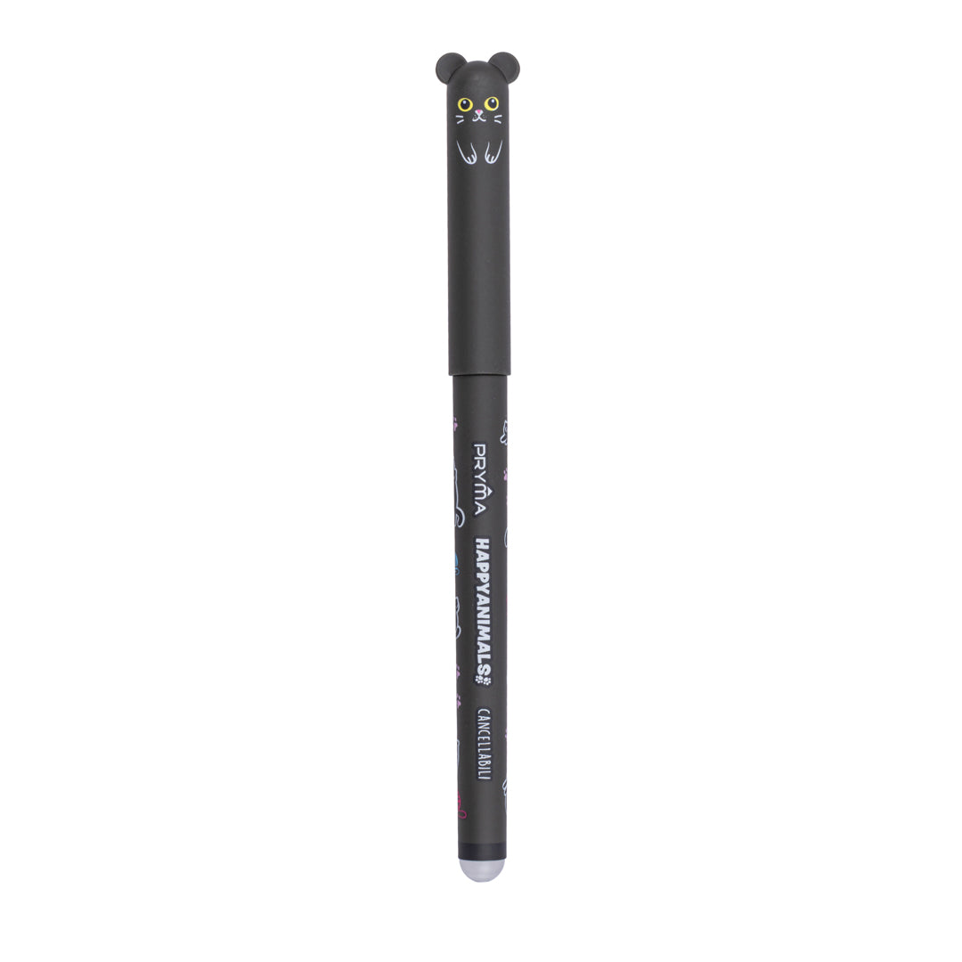 Penna Gel Cancellabile Happy Animals 0.7mm – Nero Gattino - Pryma