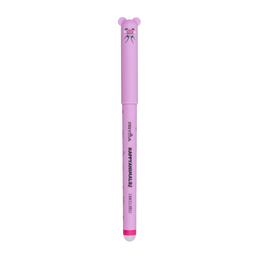 Penna Gel Cancellabile Happy Animals 0.7mm – Rosa Maialino - Pryma