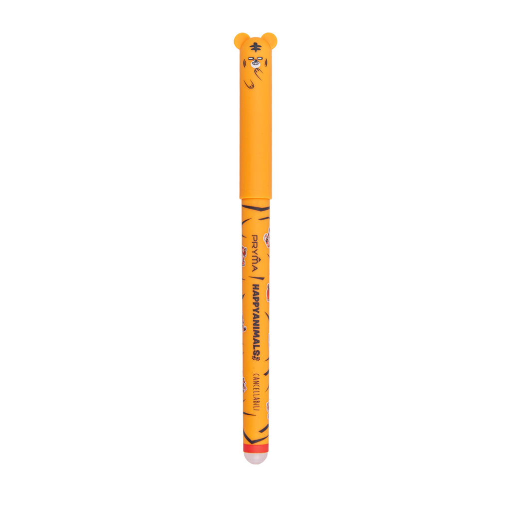 Pryma Penna Gel Cancellabile Happy Animals 0.7mm – Inchiostro Rosso Tigre per Scuola