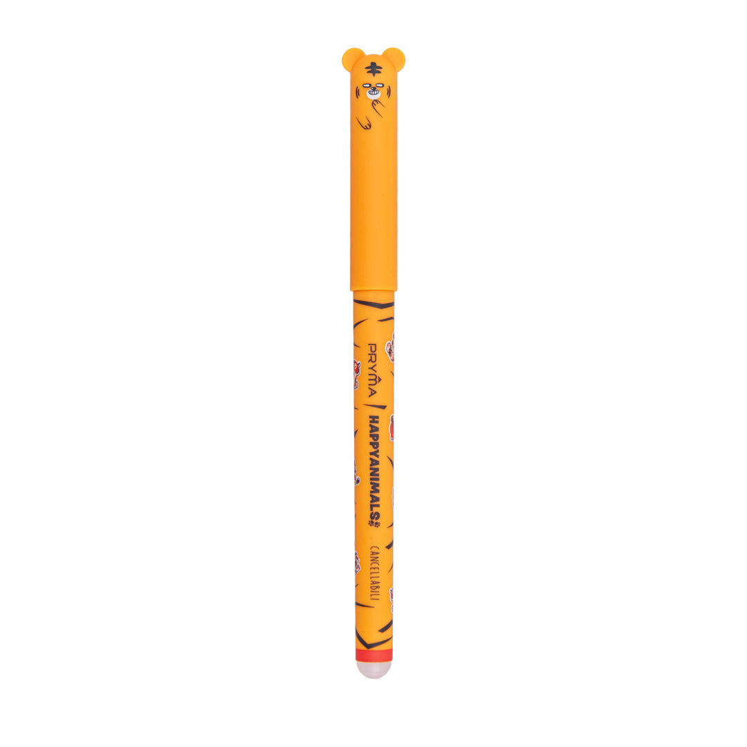 Pryma Penna Gel Cancellabile Happy Animals 0.7mm – Inchiostro Rosso Tigre per Scuola