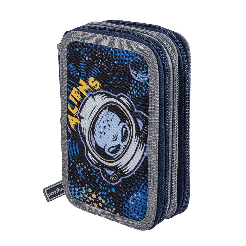 Pryma Astuccio 3 Zip Alien 20x13x7cm – Astuccio Triplo Scuola, Grafica Spaziale UFO Planet