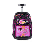 Pryma Trolley Scuola Shiny 47x24x33cm – Zaino con Ruote 3 Scomparti, Cuore Paillettes Born to Shine