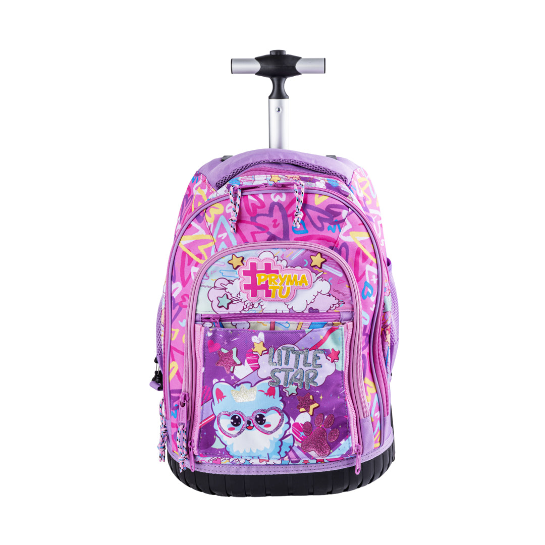 Pryma Trolley Scuola Dream 47x24x33cm – Zaino con Ruote 3 Scomparti, Cuore Alato Dream Big