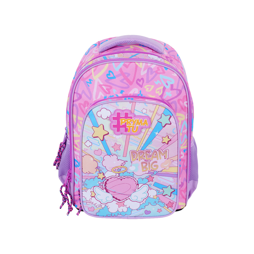 Pryma Zaino Scuola Dream 43x25x30cm – Zaino 3 Scomparti, Cuore Alato Dream Big
