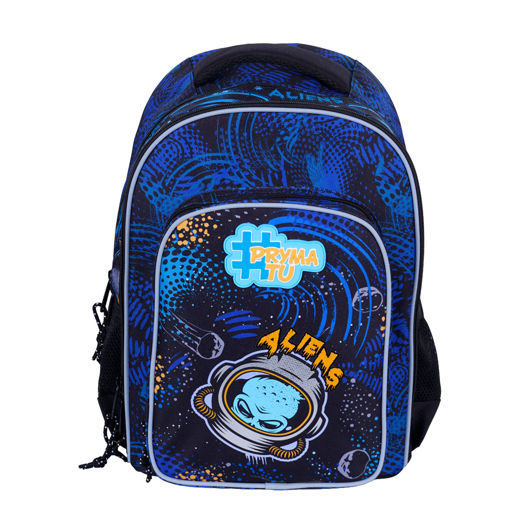 Pryma Zaino Scuola Alien 43x25x30cm – Zaino 3 Scomparti, Alieno Astronauta UFO Cosmic