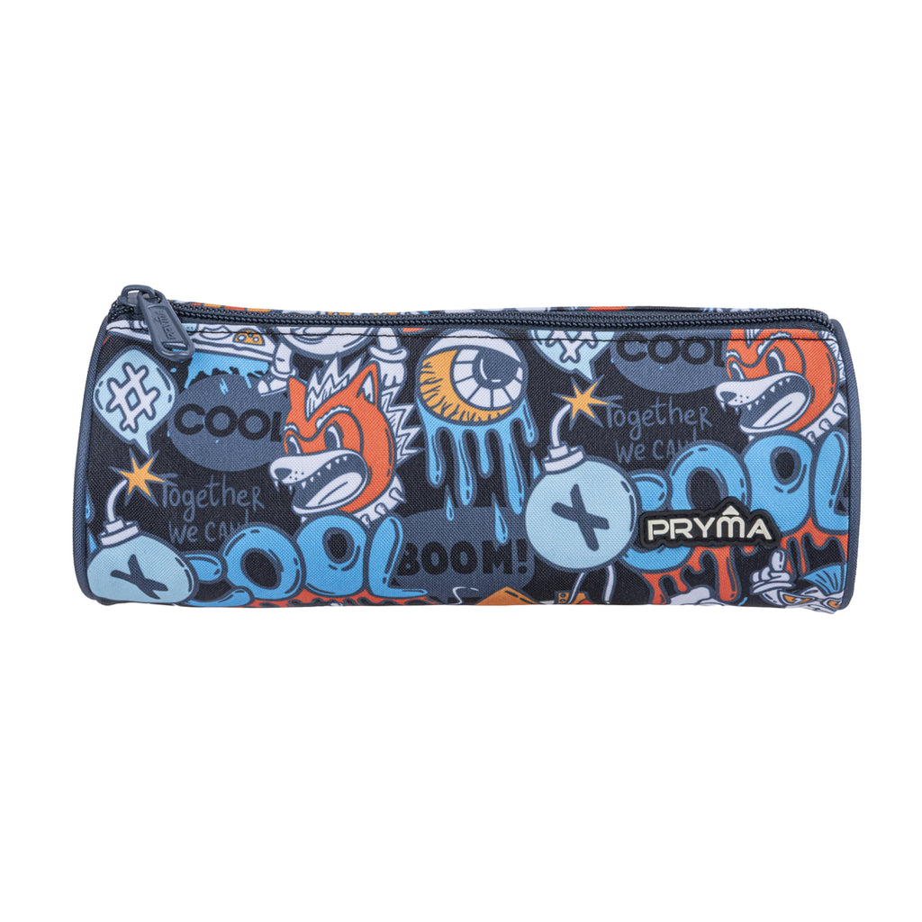 Pryma Astuccio Tombolino Crazy 22x8cm – Portapenne Cilindrico Scuola, Street Art Doodle Graffiti