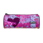 Pryma Astuccio Tombolino Shiny 22x8cm – Portapenne Cilindrico Scuola, Cuore Paillettes Love Pop