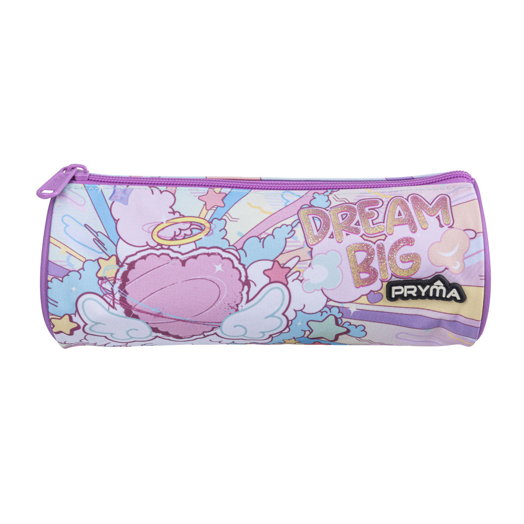 Pryma Astuccio Tombolino Dream 22x8cm – Portapenne Cilindrico Scuola, Cuore Alato Glitter Dream