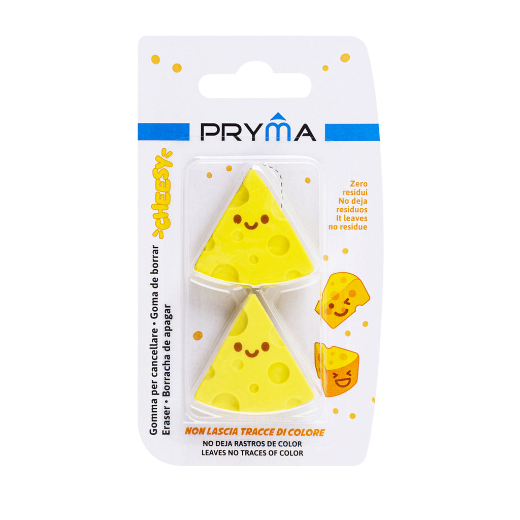 Pryma Set 2 Gomme a Forma di Formaggio Cheese – Gomme Sagomate Senza PVC per Scuola, Blister