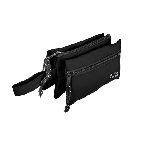 Pryma Astuccio 3 Zip Classic 21x11cm – Portapenne Triplo con Maniglia per Scuola, Nero