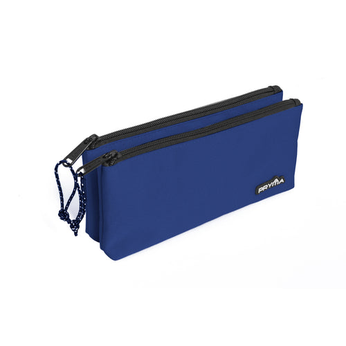 Pryma Astuccio 2 Zip Classic 22x11cm – Portapenne Doppio Alta Capienza per Scuola, Blu