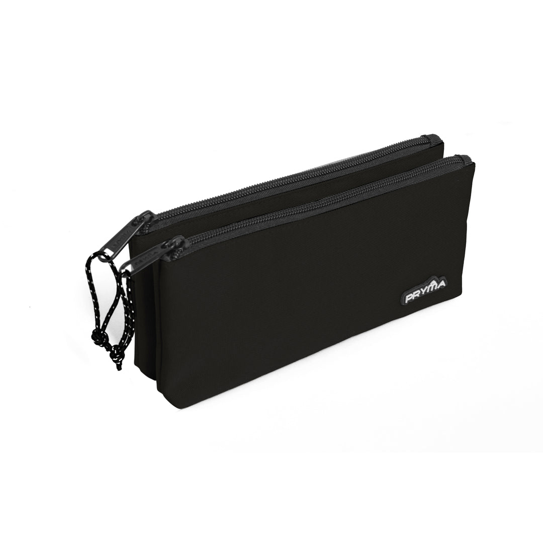 Pryma Astuccio 2 Zip Classic 22x11cm – Portapenne Doppio Alta Capienza per Scuola, Nero