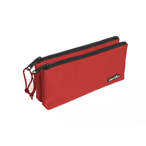 Pryma Astuccio 2 Zip Classic 22x11cm – Portapenne Doppio Alta Capienza per Scuola, Rosso